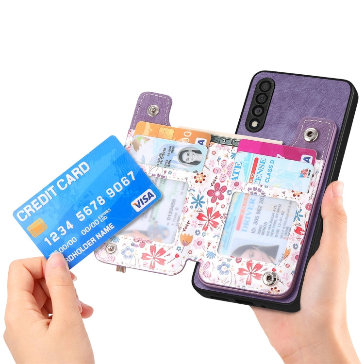 For Samsung Galaxy A04e Retro Painted Zipper Wallet Case showcasing its stylish design and functional features.